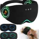 LC-dolida Bamboo Cotton Bluetooth Sleep Mask, 2 in 1 3D Soft Sleep Mask with Sleep Headphones, Sleep Eye Mask with Timing Setting, Blackout Sleeping Mask for Side Sleepers, Women, Men, Black