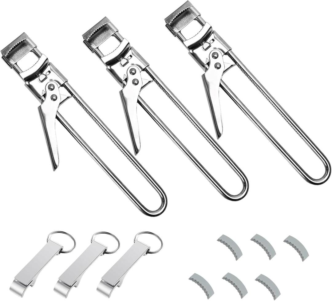 3-Pack Adjustable Stainless Steel Jar Opener - Multifunctional Jar Opener for Weak Hands, Seniors with Arthritis - Includes Keychain Opener - Opens Jars, Bottles, Containers EasilyKitchen Accessories