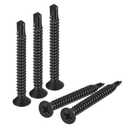 uxcell #10 x 1-3/4" Sheet Metal Screws, 50pcs Black Oxide 410 Stainless Steel Flat Head Phillips Drive Self Drilling Screws