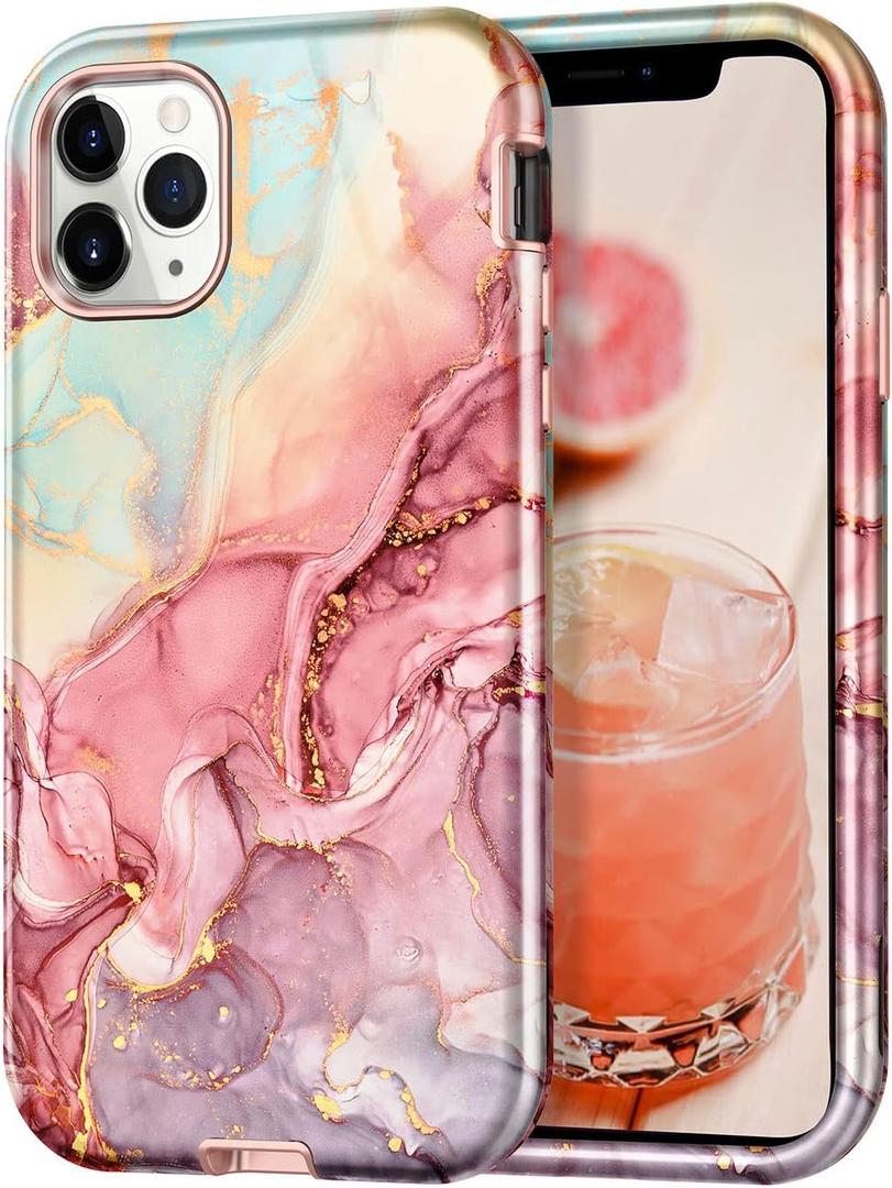 Btscase for iPhone 11 Pro Max Case (2019),[Military Grade Drop Tested] Marble Pattern Design Slim Rugged Shockproof Women Girls Men Protective Anti-Scratch Cover for iPhone 11 Pro Max, All Rose Gold