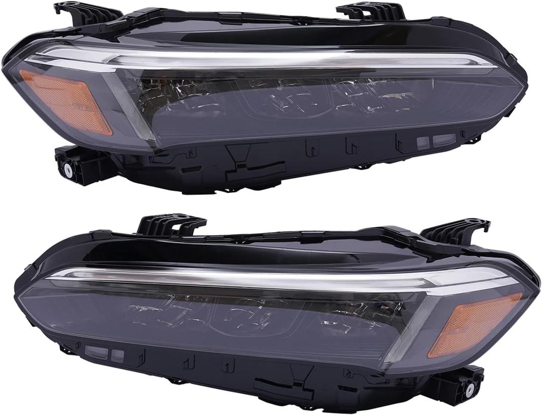 Headlights Assembly Pair For 2022-2025 Honda Civic LX/EX Chrome Trim Models, Halogen Front Headlight with LED DRL, Left and Right Side Headlamp Replacement