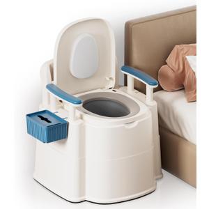 Bedside Commode, Upgraded Safety Commode Toilet for Elderly and Disabled, Potty Chair for Adults with Detachable Armrest, 16.3" Seat Width, 500lbs Heavy Duty - Bedside Commodes for Seniors