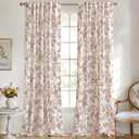 ANRODUO Vintage Floral Curtains Rust Floral Patterned Curtains Vintage French Country Style Drapes 96 Inches Long 2 Panels Set Light Filtering Back Tab Semi Sheer Drapes for Living Room Bedroom