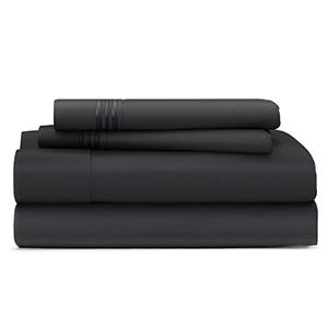 Cosy House Collection Everyday 1500 Series Bed Sheet Set - Ultra Soft & Cool Hotel Luxury Bedding - Deep Pocket - Wrinkle, Stain and Fade Resistant - 4 Piece Set (King, Jet Black)