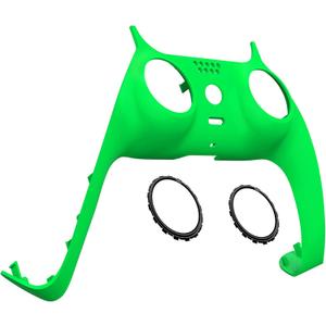 eXtremeRate Neon Green Decorative Trim Shell Compatible with PS5 Controller, Soft Touch DIY Replacement Clip Shell, Custom Plates Cover Compatible with PS5 Controller with Accent Rings