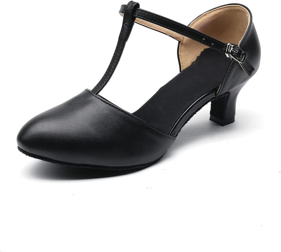 MSMAX Girls Latin Shoe Women's Professional Leather Ballroom Modern Character Dance Wedding Pump Shoes, Size 39