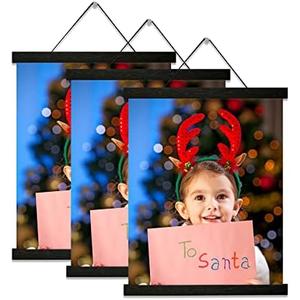Magnetic Poster Hanger Frame black 3 pack, 8x10 8x12 8x18 Poster Frame Wooden Magnetic Hanging Kit for Walls Map Canvas Artwork