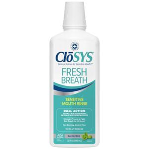 CloSYS Sensitive Mouthwash, 32 Ounce, Gentle Mint, Alcohol Free, Dye Free, pH Balanced, Helps Soothe Mouth Sensitivity, Fights Bad Breath (32 Fl Oz (Pack of 1))