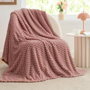 BEDELITE Fleece Blanket - 3D Jacquard Decorative Dusty Pink Throw Blankets for Couch & Bed, Soft and Cozy Warm Plush Fluffy Blanket All Seasons Suitable, 50x60Inches