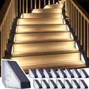 ROSHWEY Solar Step Lights for Outside, 16 Pack Solar Powered Stair Lights Outdoor Waterproof, Triangle Deck Step Light, Outdoor Decor Lighting for Front Porch, Backyard, Patio, Cool White