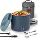 41oz Electric Lunch Box Food Warmer  100W Leakproof Portable Heated Lunch Container for Office, Car, Truck, Camping, 12V/24V/110V/220V Meal Prep Heater, Driver Trucker Gift For Women Men (Blue)
