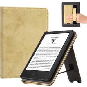 CoBak Case for 6" E-Reader - PU Leather Smart Cover with Auto Sleep/Wake & Hand Strap, not Compatible with Kobo Clara, Linen