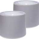 Lamp Shades Set of 2 - Drum Lampshades 11.4" x 12.9" x 9.8" Inches, Fabric Medium Replacement Lampshades for Table Lamp, Floor Lamp, Assembly Required, Spider,Linen (Gray)