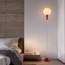 DEC LUCE DECOLUCE LIGHTING Modern Floor Lamps for Living Room, Globe Glass Shade Floor lamp for Bedroom, Standing lamp for Office, Corner(red)