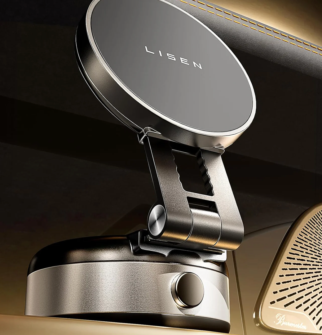 Retractable electric vacuum magnetic phone holder