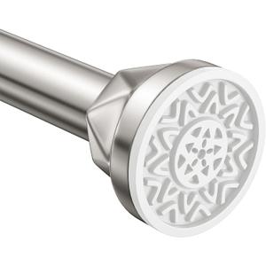 Nickel No-Drill Shower Rod - 32-80 Inches, Anti-Slip Tension Curtain Rod