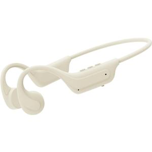 Bone Conduction Headphones Open Ear Bluetooth 6.0,10H Playtime Wireless Headset with Mic,IP65 Sweatproof Sport Earphones for Workout Running Hiking,Beige