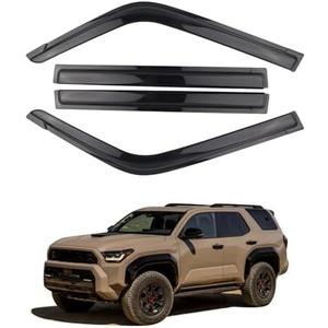 SAOKNCE 4 Pieces Tape-on Extra Durable Rain Guards Fit for 2025 2026 Toyota 4Runner,Window Deflectors,Window Visors (Smoke Black)