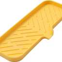 Silicone Bathroom Soap Dishes with Drain Spout-Bathroom and Kitchen Sink Organizer,Sponge Holder,Dish Soap Tray,Perfect for Dispenser,Scrubber,Bottle,Cup on Sink or Counter-Yellow 12"4"