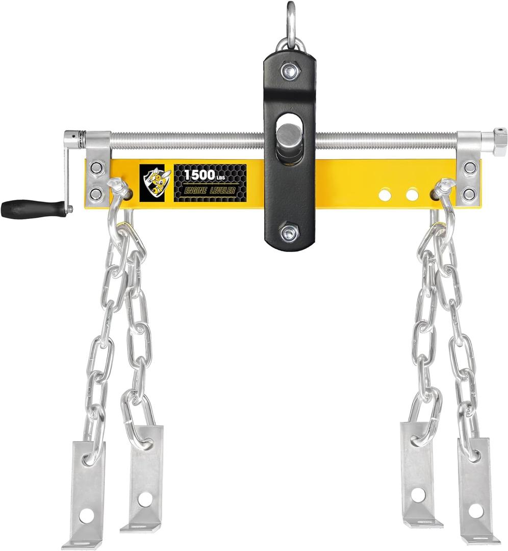 YELLOW JACKET Engine Hoist Shop Crane Engine Leveler 1500lbs Steel with Ball Bearing and Adjustable Handle