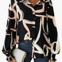 SOFIA'S CHOICE Women's Printed Button Down Shirts Casual Long Sleeve Blouse Tops Size XL