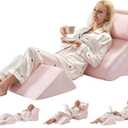 4PCS Orthopedic Bed Wedge Pillow Set for Post Surgery Recovery - Adjustable Memory Foam Support Pillows for Back/Leg/Shoulder Pain Relief, Acid Reflux & Anti Snoring Sleeping System, Pink