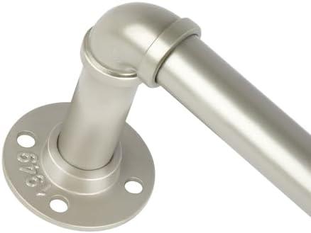 SOMINS 1 Inch Curtain Rods for Windows 48 to 84, Outdoor Industrial Adjustable Blackout Curtain Rod, Indoor Heavy Duty Wrap Around Drapery Pole, Nickel, 48-86"