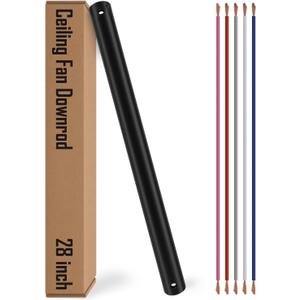 28 inch Ceiling Fan Downrod, Black Downrod for Ceiling Fans with lights, Extension Downrod with Wires, 1 inch Outside Diameter, Ceiling Fans and Accessories Replacement Parts, No Threaded, Black