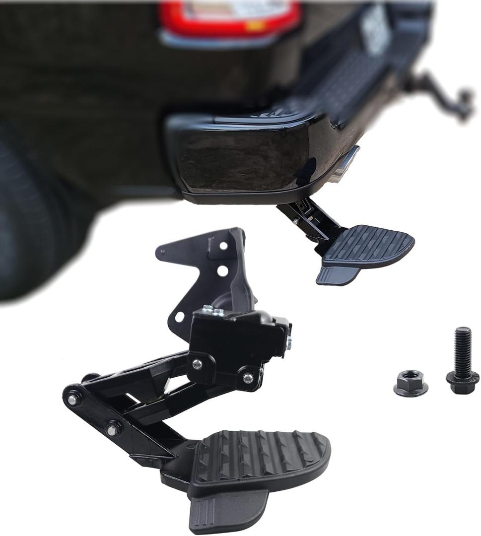 Retractable Bed Step for 2019-2024 Ram 1500 DT Rear Bed Step with Left Side Rear Bumper Step Direct Replacement for OEM # 82215289AG, 82215289AF, 82215289AH Easy Access Truck Bed Assist Step