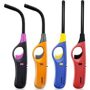 4 Pack Candle Lighter Long Lighters, Refillable Butane Lighters for Candle Camping Fireplace Party BBQ Grill (No Fuel)