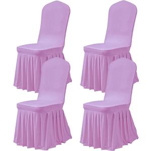 Dimatic Dining Room Chair Covers Set of 4, Stretch Parsons Slipcovers with Skirt Super Fit Spandex Chair Seat Protector Cover for Dining Room, Hotel, Ceremony (Lavender)