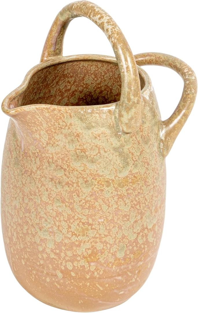 Creative Co-Op 80 oz. Stoneware Watering Pitcher with Handles, Reactive Glaze