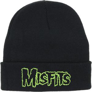 Misfits Logo Black Beanie, Officially Licensed Merchandise | Embroidered Knit Winter Hat, Unisex Headwear, Punk Rock Fan Gift (Black)