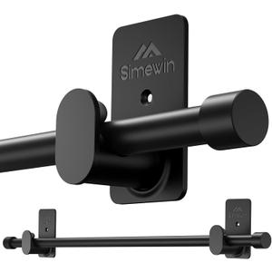 SIMEWIN Curtain Rods No Drilling for Windows 30 to 60 Inches, 5/8 Inch Diameter No Drill Small Curtain Rod Set with 3M Adhesive Brackets, Black