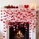 24 Pack Valentines Heart Garland Banner Valentines Decoration Red Pink 3D Heart Paper Banner Hanging Decoration for Fireplace Mantel Wall Anniversary Wedding Birthday Party Decor