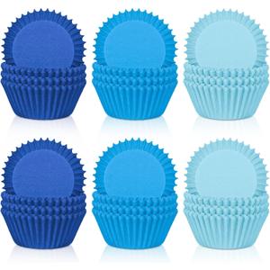 Whaline 600Pcs Blue Cupcake Liners Gradient Blue Baking Cups Holders Cupcake Wrappers Muffin Liners for Celebration Gathering Birthday Party Supplies Decor