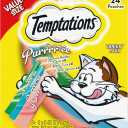 Temptations Creamy Puree Mix-Ups Squeezable Lickable Wet Cat Treats, Tuna Flavor, Salmon Flavor, and Seafood Medley Flavor, 0.42 oz. Tubes, 24 Count