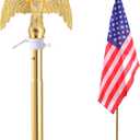 iElyiEsy 6FT Indoor Flagpole Kit, Deluxe Gold Eagle Topper Sectional Flag Pole with Base Stand, Premium Aluminum Pole Heavy Duty Flag Pole with 3x5Ft US Flag for Schools, Office, Hall