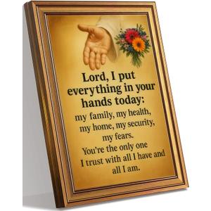 Framed Jesus Christian Canvas Wall Art Jesus God Hand Christian Inspirational Religious Faith Pray Painting Pictures Wall Decor Poster Print for Living Room Prayer Bedroom Church Home Decoration (16"L x 12"W)