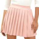 DRESSTELLS Women's Pleated Mini Skirts 2025 for Summer Casual Skater Skirt Outfit (Pink, XL)