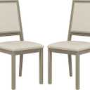 COLAMY Wood Dining Chairs Set of 2, Mid Century Modern Upholstered Kitchen Chairs,19 Inch Fabric Dining Chair with Back for Kitchen Dining Room,Grey