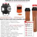 Abanen Genuine Leather Watch Band for Garmin Fenix 8 47mm / epix Pro 47mm / Instinct 3 45mm, QuickFit Retro Classic Wrist Strap for Fenix 7/6/5,Quatix 7