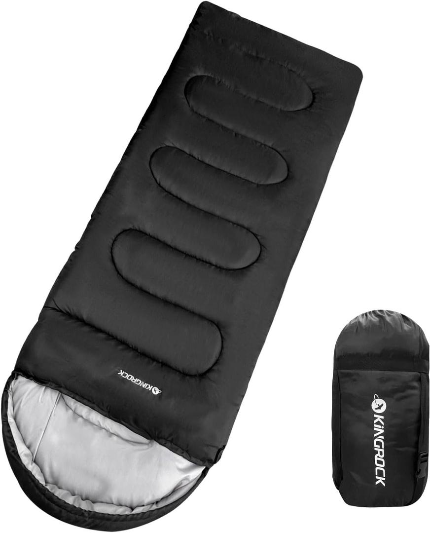 KINGROCK Sleeping Bags for Adults Backpacking Lightweight Waterproof- Cold Weather Sleeping Bag (86.6*32.7*5IN, 14F-Black)