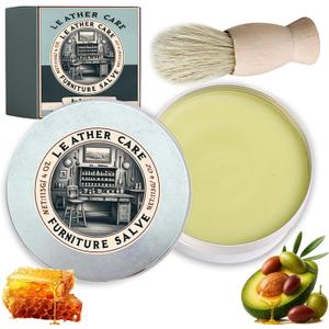 Leather & Furniture Repair Salve with Applicator Brush, 2025 Upgraded Leather Conditioner & Polisher, Natural Moisturizer Restorer for Wood, Couch, Car Seats & Shoes