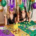 130 Pcs Mardi Gras Party Favors Kit - Carnival Decorations Set with Bulk Mardi Gras Beads Necklaces Masquerade Masks Gold Coins Tattoos & Stickers Vintage Fat Tuesday Parade Accessories Supplies