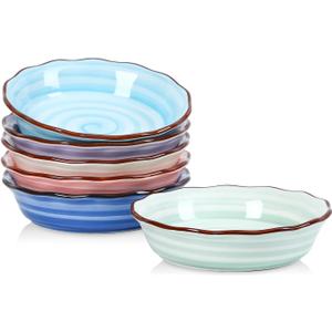 Selamica Ceramic Mini Pie Pans, 6 Inch Pie Dish for Baking, Small Pie Plate with Fluted Edge for Dessert Apple Pie, Oven Safe, Set of 6, Gradient Color