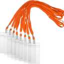 PATIKIL 50 Set Name Tag Holders with Lanyard, Plastic Waterproof Badge Holder with Alligator Clip Lanyards for ID Badges Office Teacher Events Meetings, Orange(3x2 Inch)