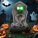 Solar Decorations Graveyard Tombstone LED Spot Light with Blue Glow,Halloween Outdoot Garden Light Halloween Party and Home Decor Snake