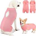 Lukovee Recovery Suit for Dogs, Onesie Surgery Recovery Suit for Female Male Dogs, Abdominal Wounds Cone E-Collar Alternative Prevent Licking Spay Recovery Suit (Peach,L)