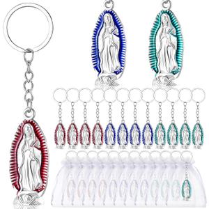 24 Pcs Our Lady of Guadalupe Keychains Baptism Favors for Guests First Communion Christening Gift Religious Christian Key Rings with Organza Bags Memorial Recuerdos De Bautizo Para Nia Nio